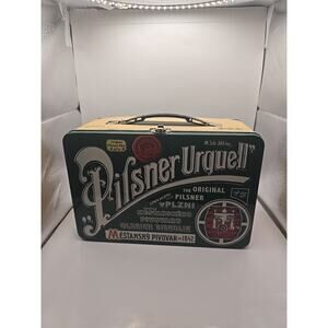 Retro Pilsner Urquell Embossed Metal Lunch Box Beer Collectors Memorabilia 7x11
